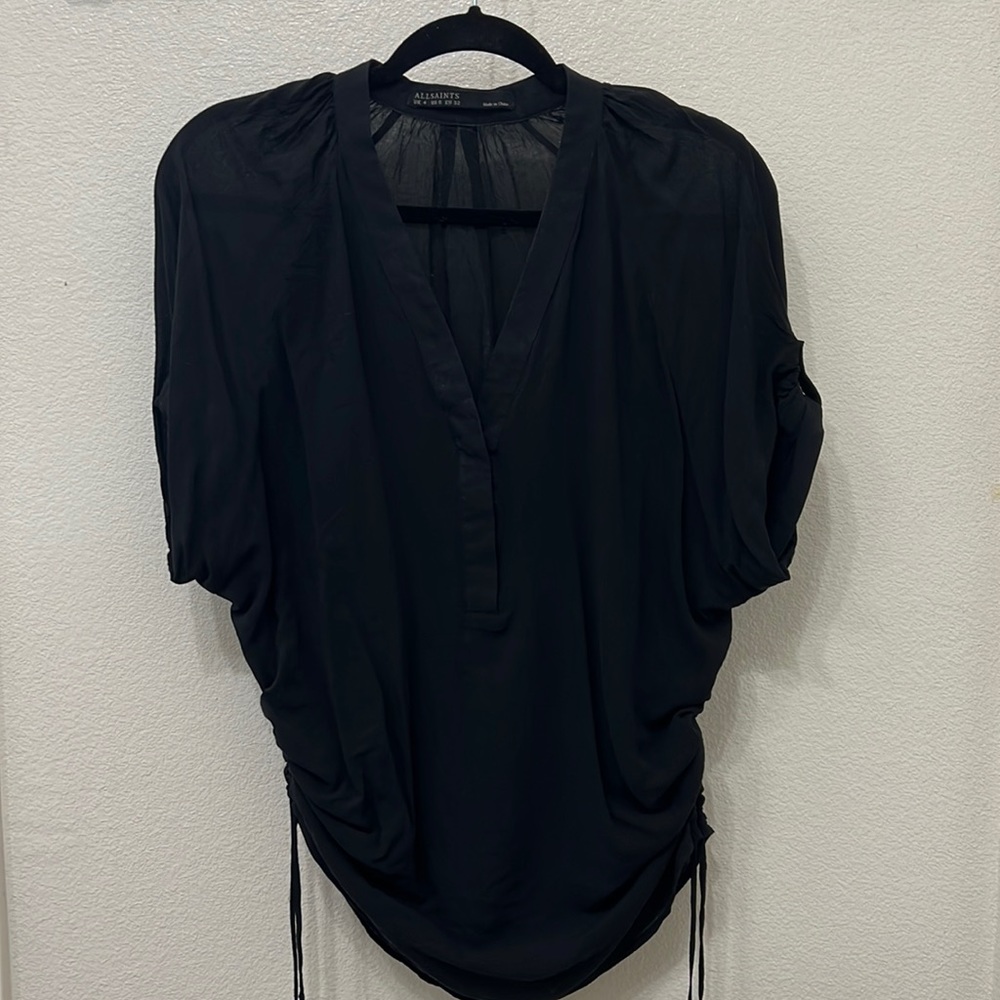 all saints black flowy top